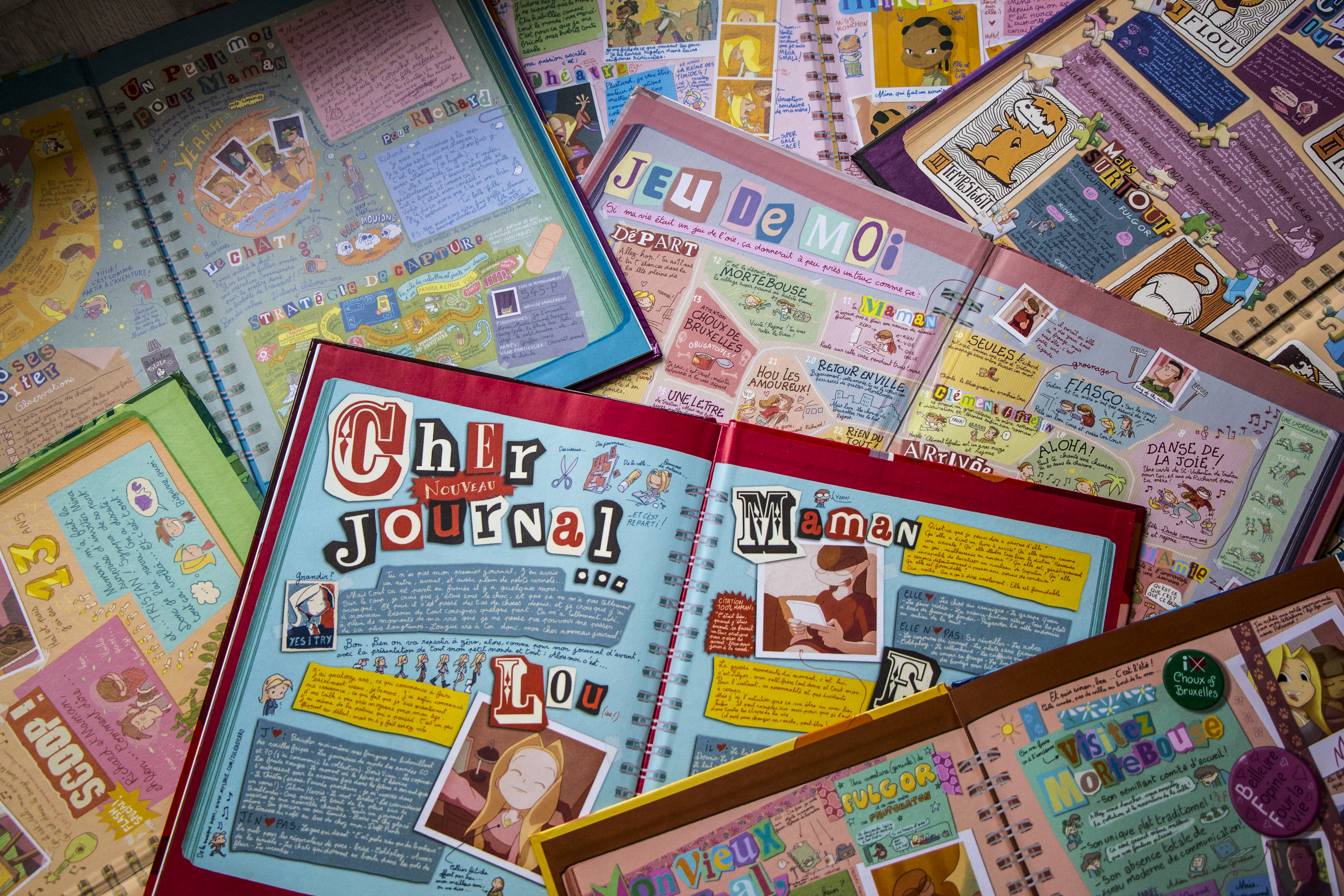 Pages de garde de différents tomes de Lou !